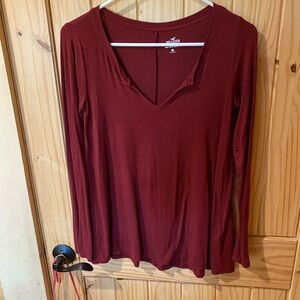Hollister Deep Red Long Sleeve Tee